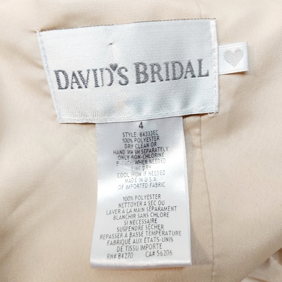 * David's Bridal size 4 one-shoulder satin dress in a champagne - Picture 6 of 12